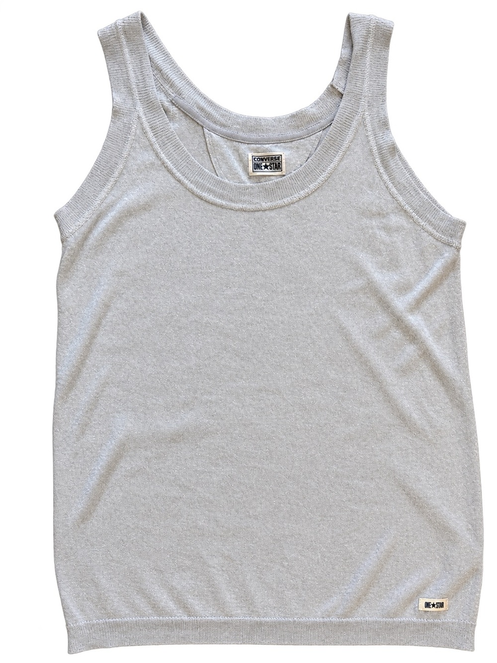 Converse One Star Silver Shimmer Metallic Knit Tank Top XL Made in Japan